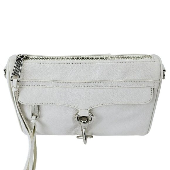 REBECCA MINKOFF Mini MAC White Pebble Leather Silver Chain Accent Strap Studs - Picture 12 of 16
